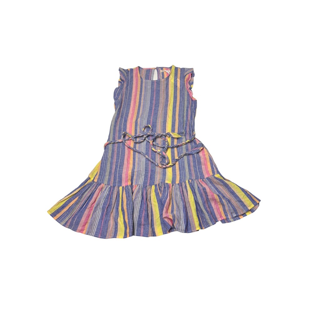 NWT Marine Layer Laney Mini Dress Blue Variegated Stripe Linen Blend Womens S